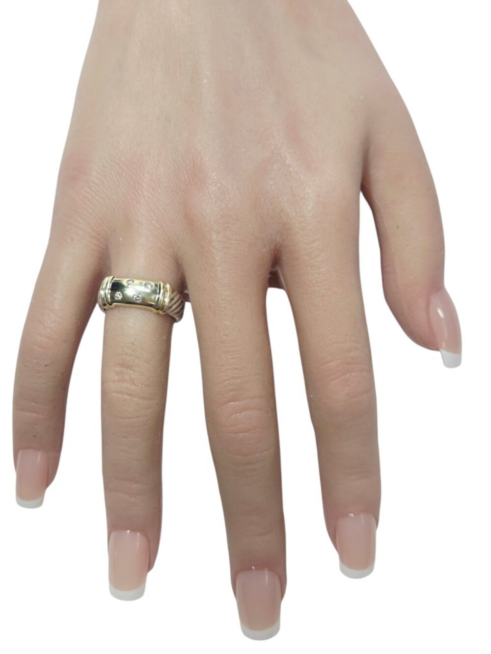 David Yurman 14K Yellow Gold and Sterling Silver Diamond Metro Band 6 #25224 - Picture 9 of 10
